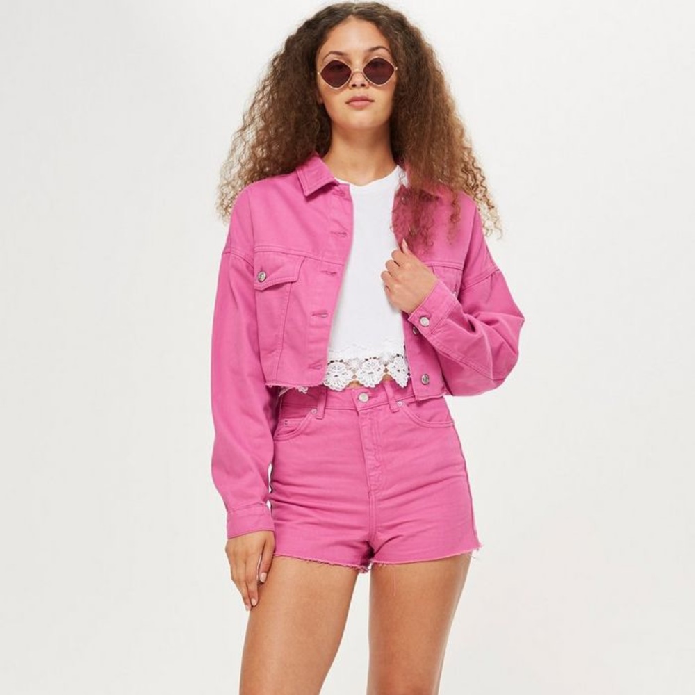 Topshop Mom Denim Pink Shorts